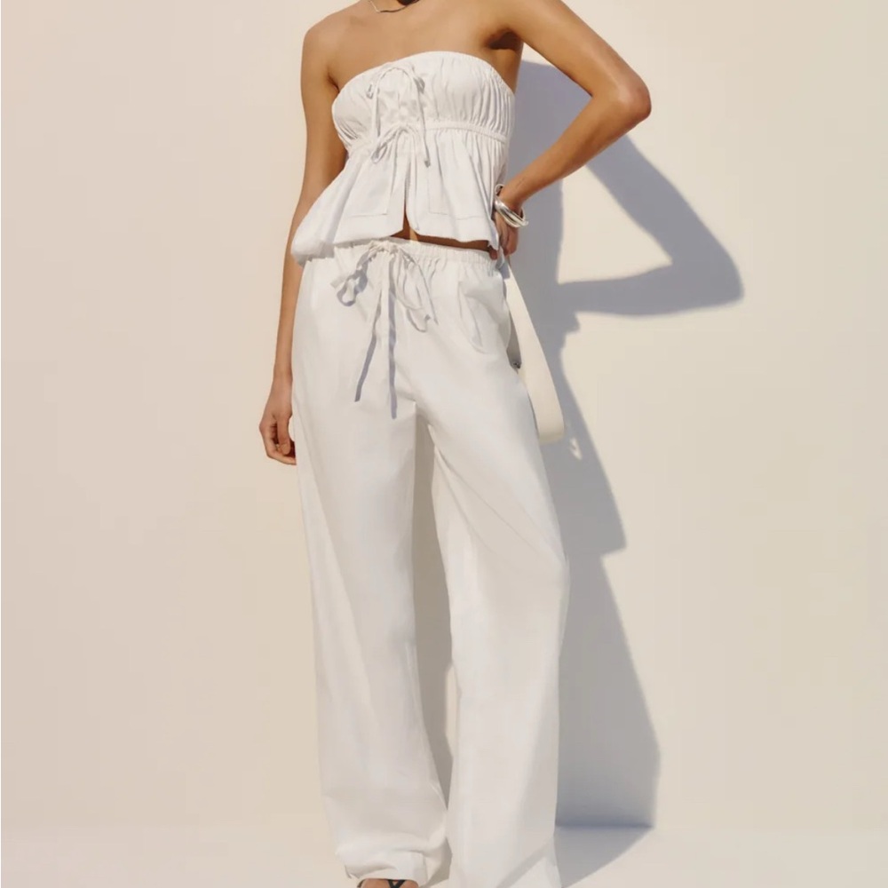 Reformation Micah Poplin Pant, M, white